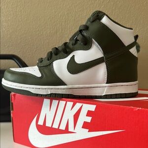Nike Dunk High in Olive Green and White
